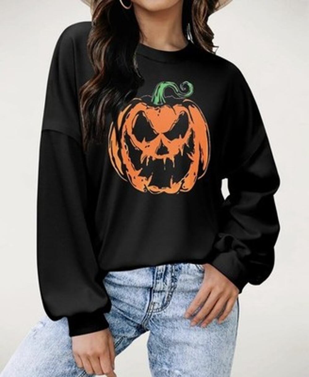 Halloween Spooky Pumpkin Sweatshirt Black Women’s Medium NWT